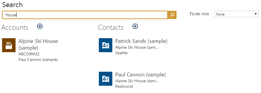 Microsoft Dynamics CRM Global Search Results