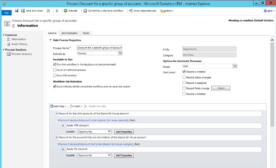 Dynamics workflow