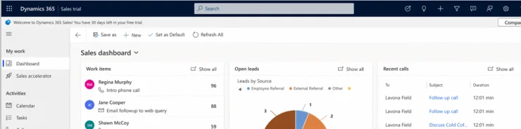 dashboard in Dynamics
